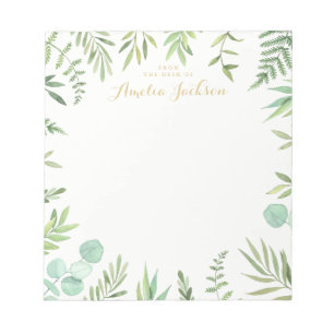 Green Leaf Wreath Personalized Notepad Stationery