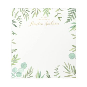 Green Leaf Wreath Personalized Notepad Stationery by LittleBayleigh at Zazzle
