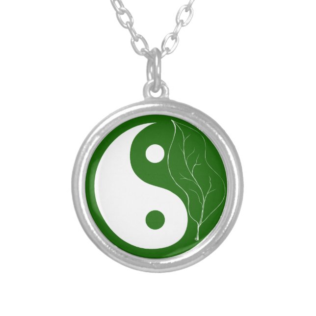 Green Leaf Yin Yang Necklace (Front)