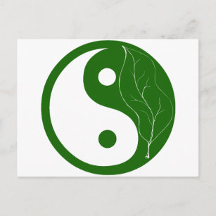 Green Leaf Yin Yang Postcard