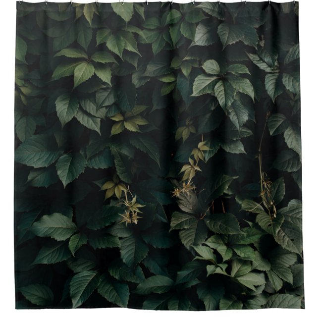 GREEN LEAFED PLANT SHOWER CURTAIN (Front)