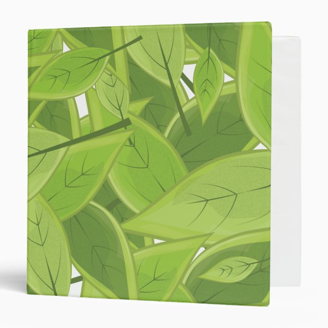Green Leafs Pattern 3 Ring Binder (Front/Inside)
