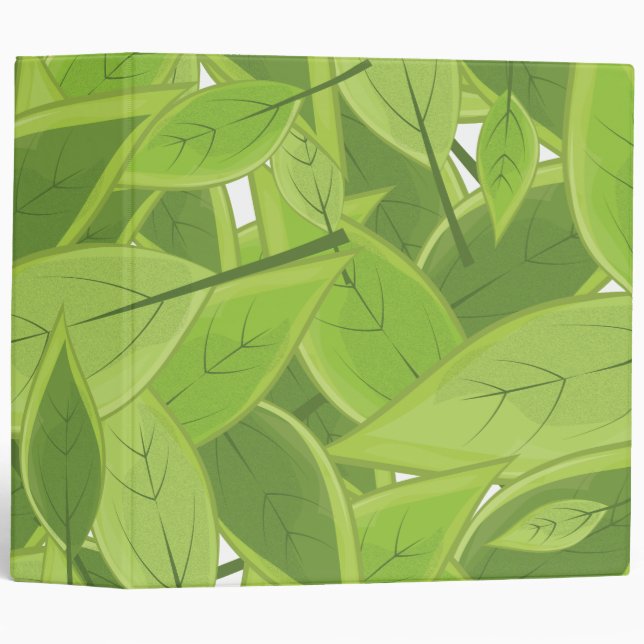 Green Leafs Pattern 3 Ring Binder (Front/Spine)