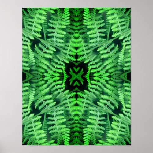 Green Leafy Ferns Abstract       Poster