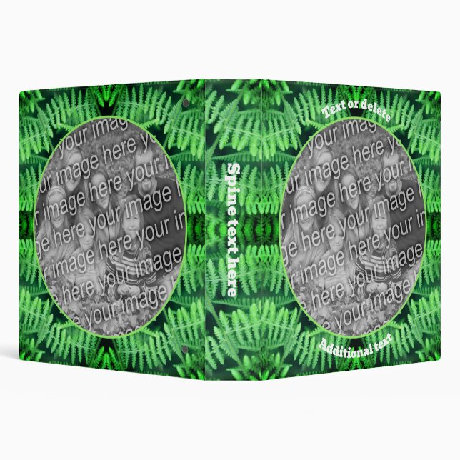 Green Leafy Ferns Frame Create Your Own Photo     3 Ring Binder (Background)
