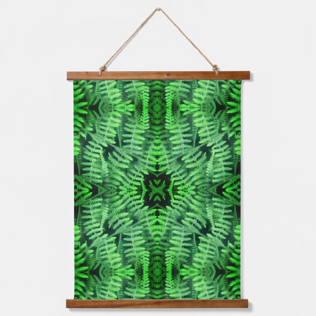 Green Leafy Ferns Nature Abstract       Hanging Tapestry (Front)
