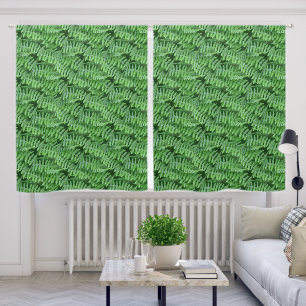 Green Leafy Ferns Nature Pattern Blackout Curtains