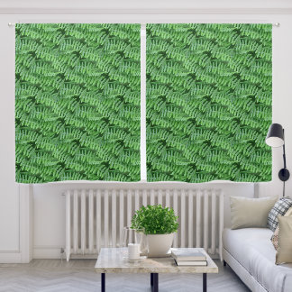 Green Leafy Ferns Nature Pattern Blackout Curtains
