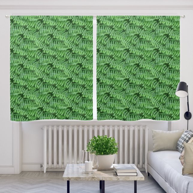 Green Leafy Ferns Nature Pattern  Blackout Curtains (Living Room)