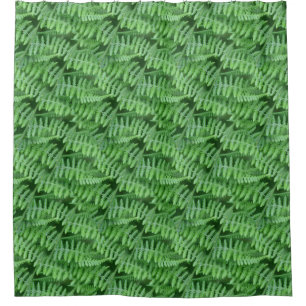 Green Leafy Ferns Nature Pattern Shower Curtain