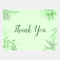 Green Leafy Floral Thank You Postcard Template