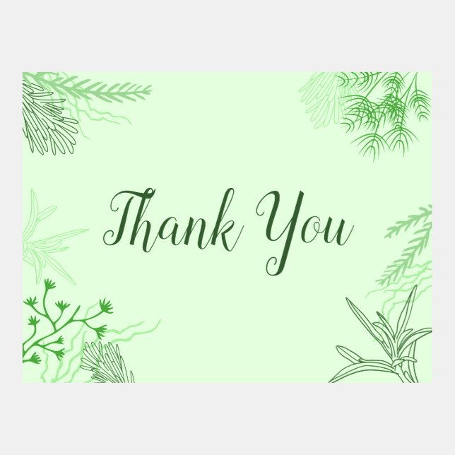 Green Leafy Floral Thank You Postcard Template (Front)