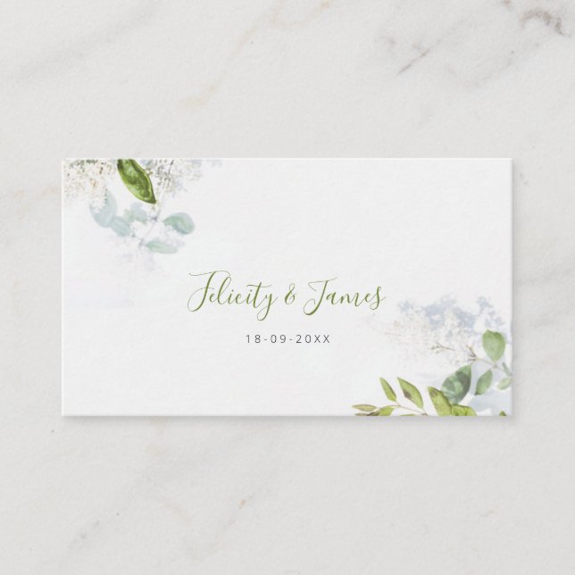 Green Leafy Floral Wedding Enclosure Card (Front)