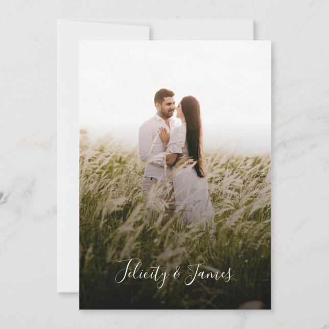 Green Leafy Floral Wedding Invitation (Back)