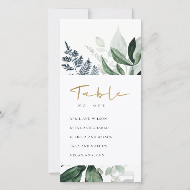 Green Leafy Foliage Seating Chart Table Number (Front)