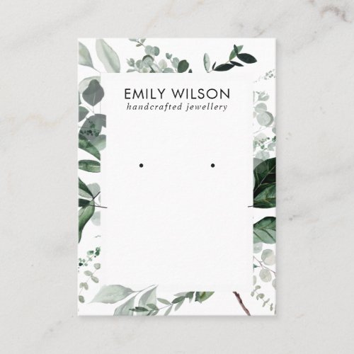 Green Leafy Frame Fauna Earring Necklace Display Business Card