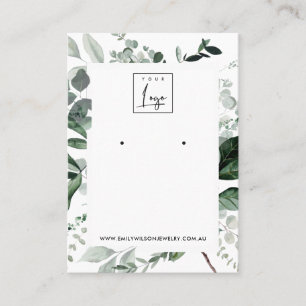 Green Leafy Frame Fauna Earring Stud Display Logo Business Card
