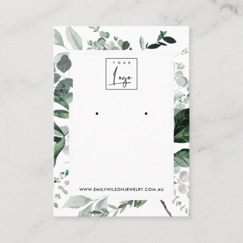 Green Leafy Frame Fauna Earring Stud Display Logo Business Card
