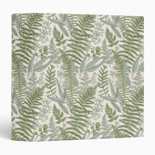 Green Leafy Garden Floral Pattern 3 Ring Binder