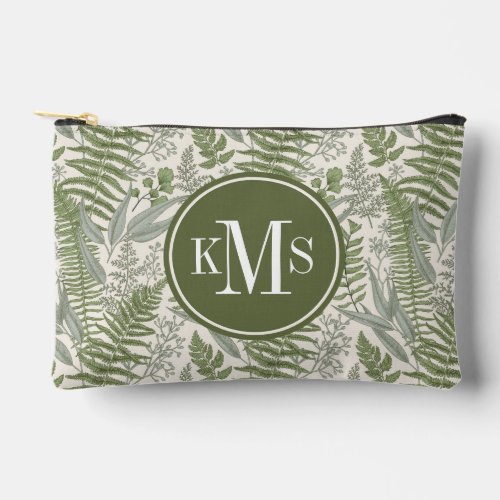 Green Leafy Garden Floral Pattern Accessory Pouch