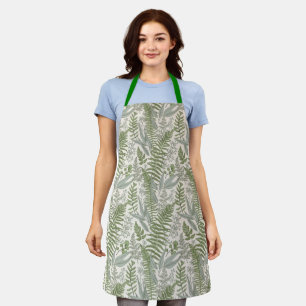 Green Leafy Garden Floral Pattern Apron