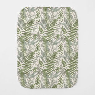 Green Leafy Garden Floral Pattern Baby Burp Cloth