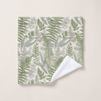 Green Towel Set with Modern Floral Bottom