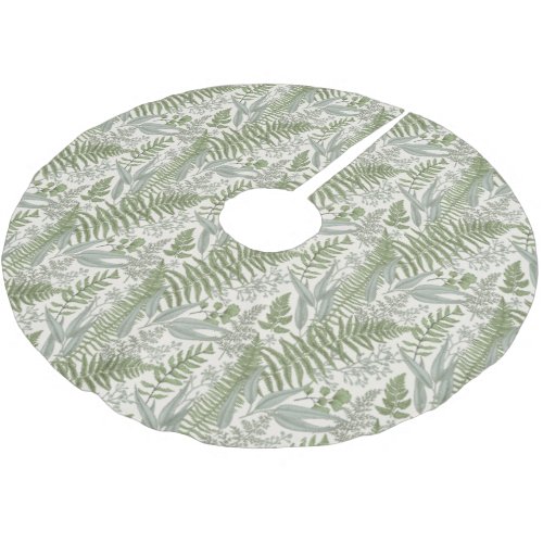 Green Leafy Garden Floral Pattern Brushed Polyester Tree Skirt