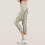 Green Leafy Garden Floral Pattern Capri Leggings