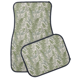 Green Leafy Garden Floral Pattern Car Floor Mat