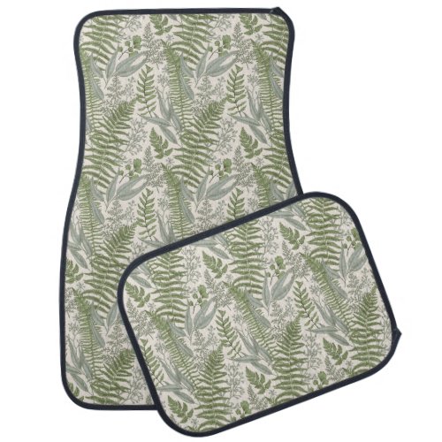 Green Leafy Garden Floral Pattern Car Floor Mat