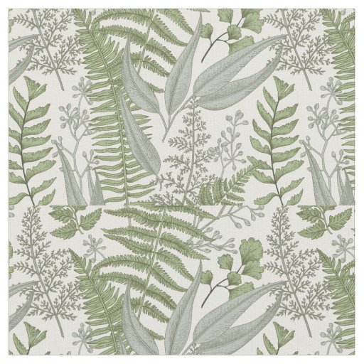Green Leafy Garden Floral Pattern Fabric