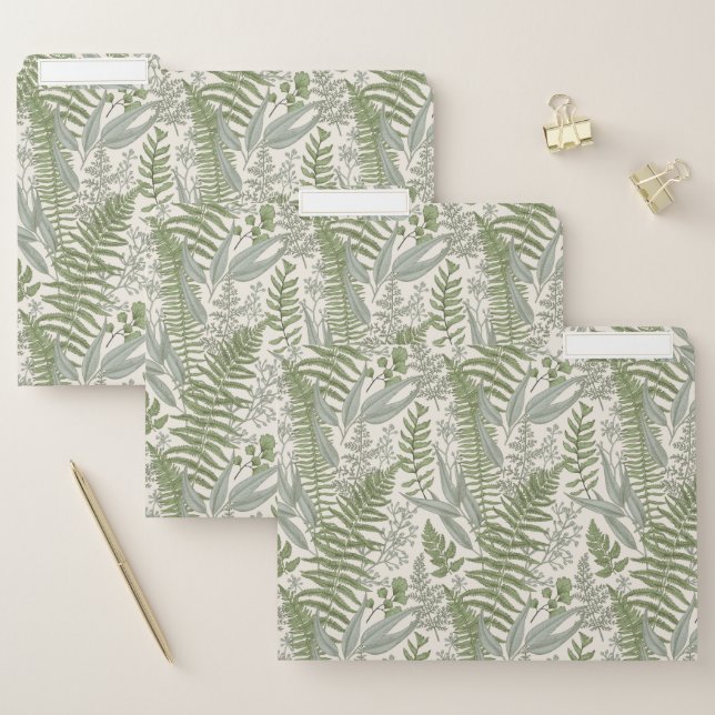 Green Leafy Garden Floral Pattern File Folder (Set)