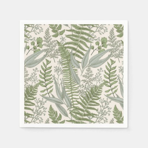 Green Leafy Garden Floral Pattern Napkins