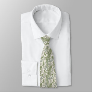 Green Leafy Garden Floral Pattern Neck Tie