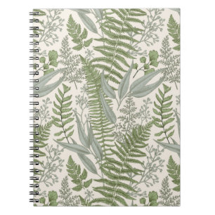 Green Leafy Garden Floral Pattern Notebook