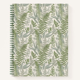 Green Leafy Garden Floral Pattern Notebook