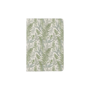 Green Leafy Garden Floral Pattern Passport Holder