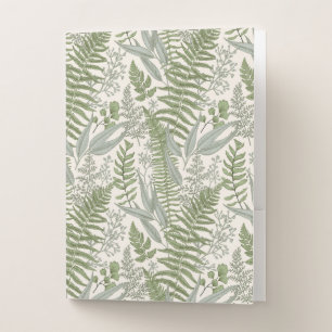 Green Leafy Garden Floral Pattern Pocket Folder