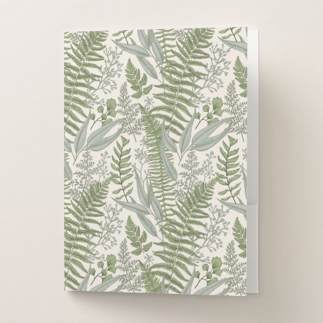 Green Leafy Garden Floral Pattern Pocket Folder (Front)