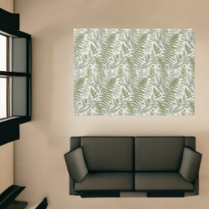 Green Leafy Garden Floral Pattern Rug