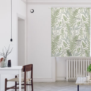 Green Leafy Garden Floral Pattern Sheer Curtains