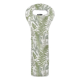 Green Leafy Garden Floral Pattern Wine Bag