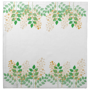 Green Leafy Gold Floral Cloth Napkin