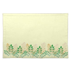 Green Leafy Gold Floral Cloth Placemat