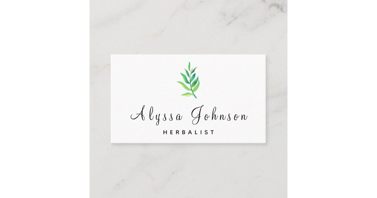 Green Leafy Plant Herbalist Homeopathy Minimalist Business Card Zazzle