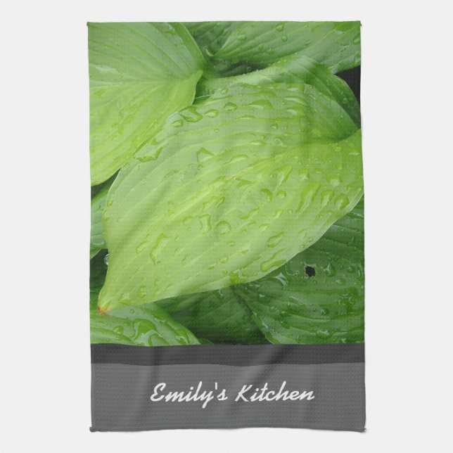 green leafy plant with rain drops towel (Vertical)