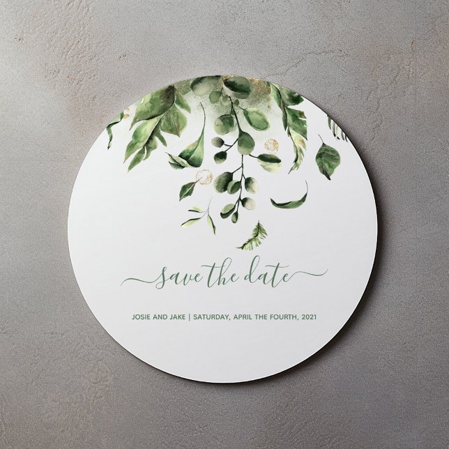 Green leafy Save the date wedding envelope seal (Creator Uploaded)