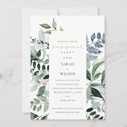 Green Leafy Tropical Foliage Engagement Invite