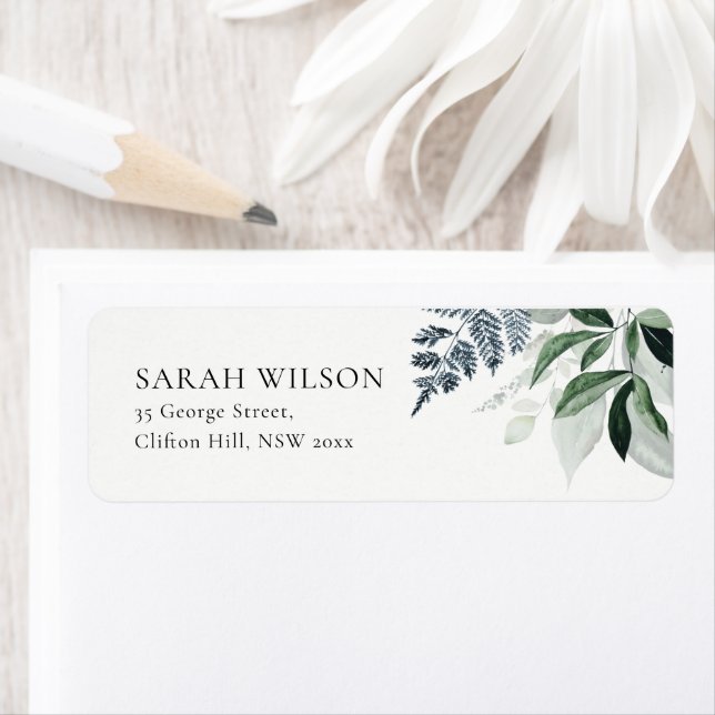 Green Leafy Tropical Foliage Leafy Address Label (Insitu)